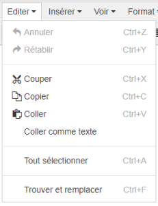 Choix du menu Éditer