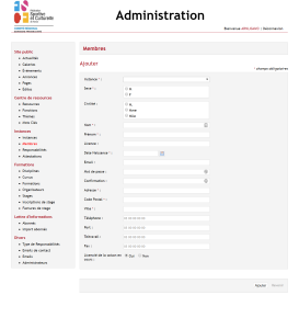 Formulaire de création d'un membre