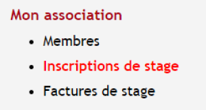 Accès aux inscriptions de stages