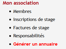 Menu - Générer un annuaire