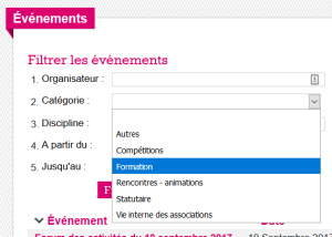 Catégories d'événements