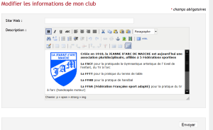 Modifier les informations de mon club