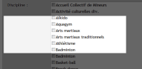 Choix de la discipline concernée
