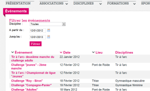 Filtrer les événements