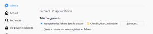 Choix du dossier de téléchargement dans Firefox