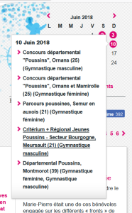 Liste d'événements sur une date