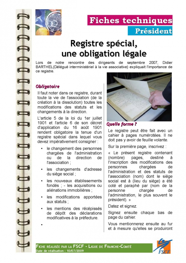 Registre spécial