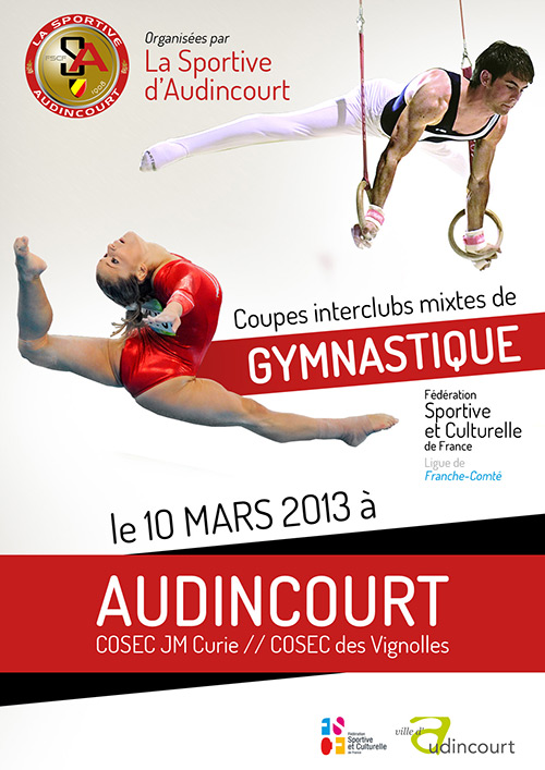 Affiche des Coupes Interclubs de gymnastique mixte à Audincourt